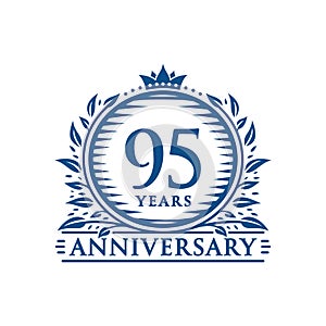 95 years celebrating anniversary design template. 95th anniversary logo. Vector and illustration.