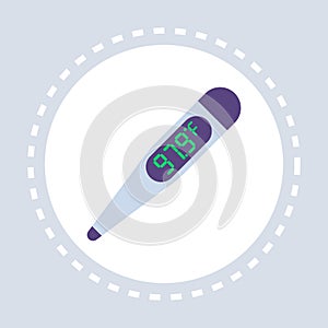 97.9 per fahrenheit electronic thermometer icon healthcare medical service logo medicine and health symbol concept flat