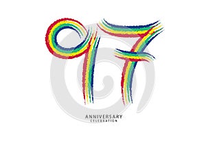 97 years anniversary celebration logotype colorful line vector, 97th birthday logo, 97 number design, anniversary template,