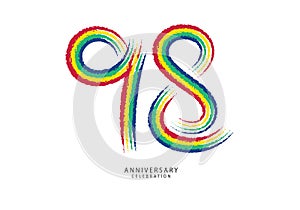 98 years anniversary celebration logotype colorful line vector, 98th birthday logo, 98 number design, anniversary template,