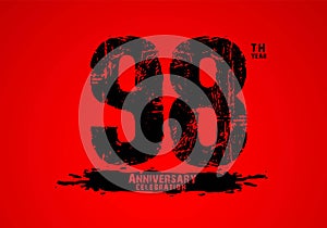 98 years anniversary celebration logotype on red background, 98th birthday logo, 98 number, anniversary year banner, anniversary