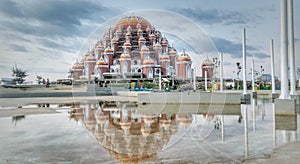 99 dome mosque, one of the landmarks of Makassar city, South Sulawesi province, in Indonesia.