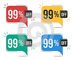 99 percent off. Colorful tags.