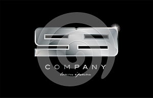 99 silver metal number company design logo