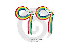 99 years anniversary celebration logotype colorful line vector, 99th birthday logo, 99 number design, anniversary template,