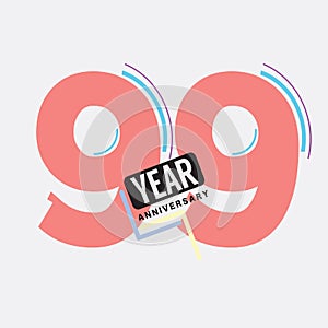 99th Years Anniversary Logo Birthday Celebration Abstract Design Vector