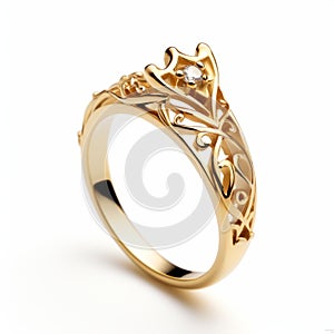 9k Yellow Gold Floral Filigree Engagement Ring - Ancient Chinese Art Inspired