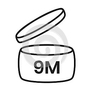 9m period after open pao icon sign flat style design vector illustration isolated on white background.