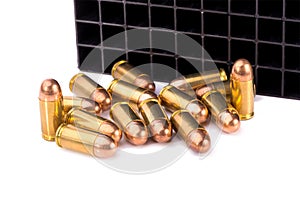 9mm bullet for a gun isolated on white background