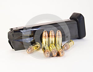9mm gun bullets with a magazine