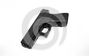 9mm pistol on white background