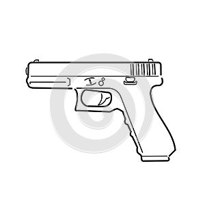 9mm semi-automatic pistol. Modern firearm vector illustration.