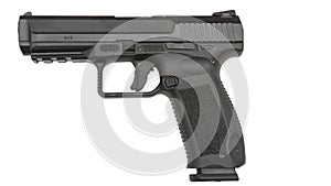 9mm Semi Automatic Pistol on White - Left Side