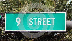 9th street sign street in Miami South beach Florida