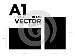 A1 page format black vector eps10 template. vertical and horizontal orientation