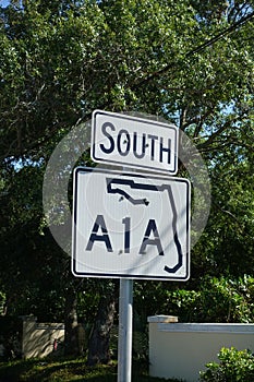 An A1A highway sign in Florida.