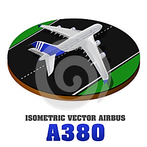 A380, Large passenger Airplane 3d isometric illustration. Flat high quality transport. Vehicles designed to carry numbers of pa