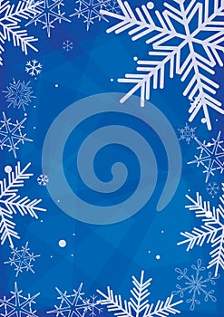 a4 christmas banner with beautiful white snowflakes - blue vector background