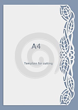 A4 paper lace greeting card, wedding invitation, white pattern, cut-out template