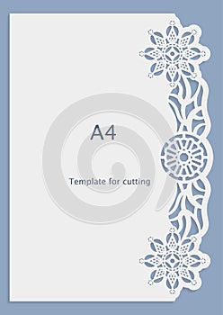 A4 paper lace greeting card, wedding invitation, white pattern, cut-out template, template congratulation, perforation pattern, l