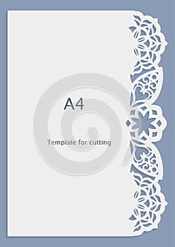 A4 paper lace greeting card, wedding invitation, white pattern, cut-out template, template congratulation, perforation pattern, l