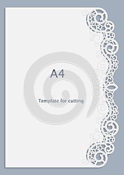 A4 paper lace greeting card, white pattern, cut-out template, template congratulation, perforation pattern