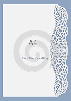 A4 paper lace greeting card, white pattern, cut-out template, template congratulation, perforation pattern