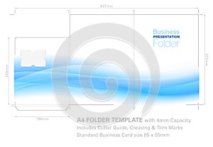 A4 Presentation Folder Template with Flow Background Graphic, Cu