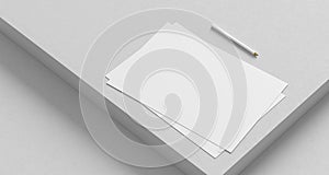 A4 size paper mock up. White paper mock up isolated on white background. 3D illustration