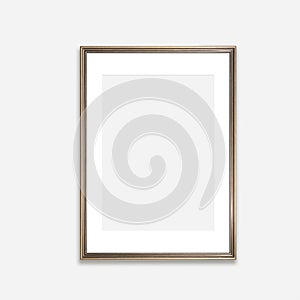 A4 vertical blank vintage gilded frame mockup