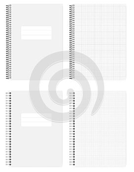 A4 wire and spiral spring bound squared paper notebook, mockup