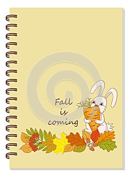 A5 school spiral notebook cover with cartoon cute bunny and slogan