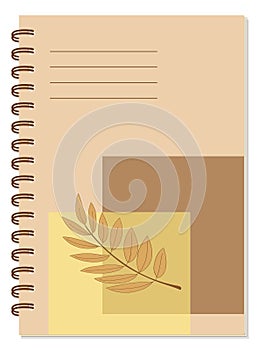A5 school spiral notebook cover design with branch and lines