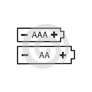 AA and AAA alkaline batteriy icon set. Stock Vector illustration isolated on white background