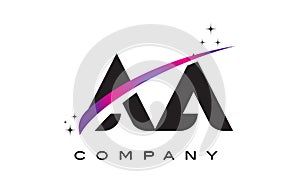 AA A Black Letter Logo Design with Purple Magenta Swoosh photo