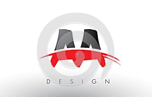 AA A Brush Logo Letters with Red and Black Swoosh Brush Front