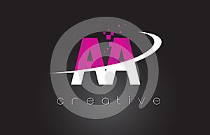 AA A Creative Letters Design With White Pink Colors