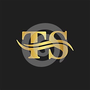 TS Letter logo wave Monogram luxury design photo