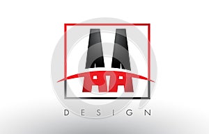 AA A Logo Letters with Red and Black Colors and Swoosh.