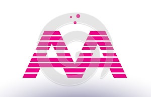 aa a pink purple line stripe alphabet letter logo vector template