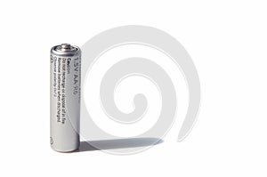 AA-size battery over white