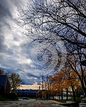 AA& x27;s perspective ...the glimpse of a stormy day in Mississauga capturing fall before the trees lose it all photo