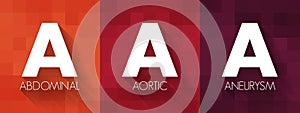 AAA Abdominal Aortic Aneurysm - localized enlargement of the abdominal aorta, acronym text concept background