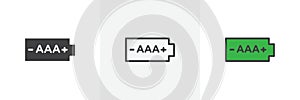 AAA battery icon vector set on white background