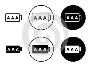 AAA battery icon vector set on white background