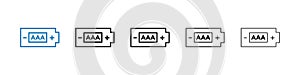 AAA battery icon vector set on white background