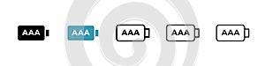 AAA battery icon vector set on white background