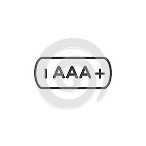 AAA battery icon vector set on white background