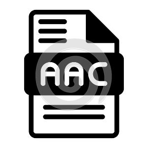 Aac file icon. Audio format symbol Solid icons, Vector illustration. can be used for website interfaces, mobile applications and