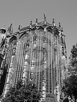 Aachener Dom in Aachen, black and white photo
